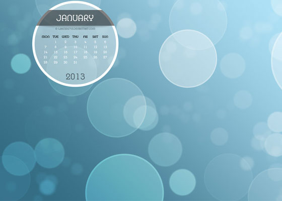 Bokeh Desktop Wallpaper Calendar January 2013
