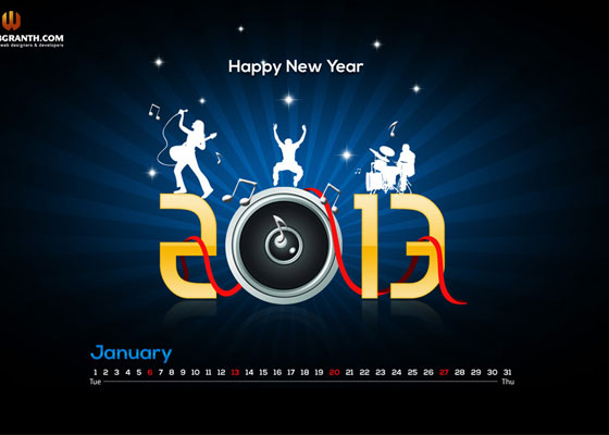 Calendar Wallpaper January 2013