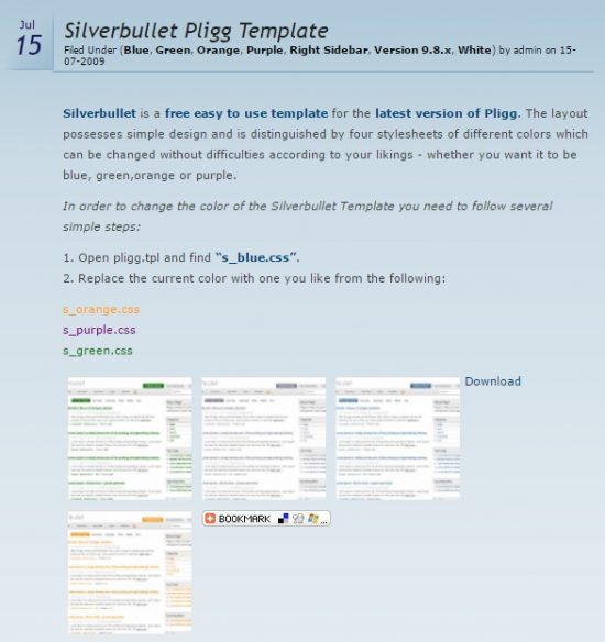 Silver Bullet Pligg Template