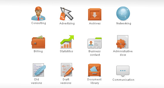 12 Web2.0 website icons 3D models