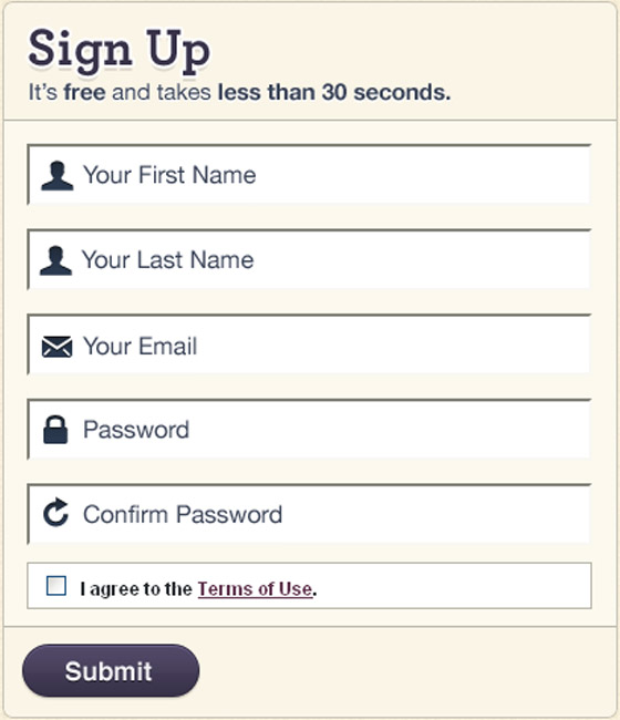 Best Sign Up Forms Examples