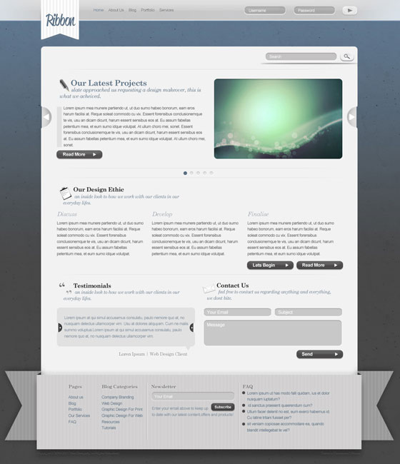 Ribbons in a Web Design