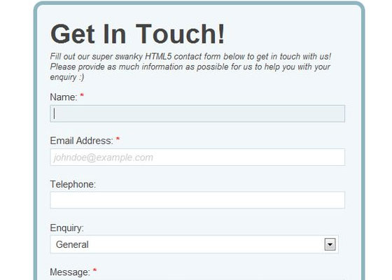 HTML5 Powered Contact Form