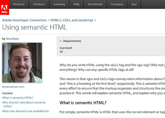 Using semantic HTML