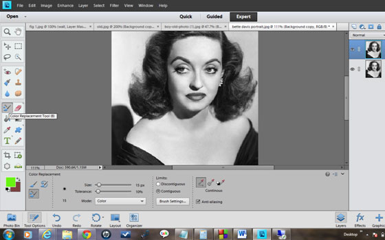 Using the Color Replacement tool