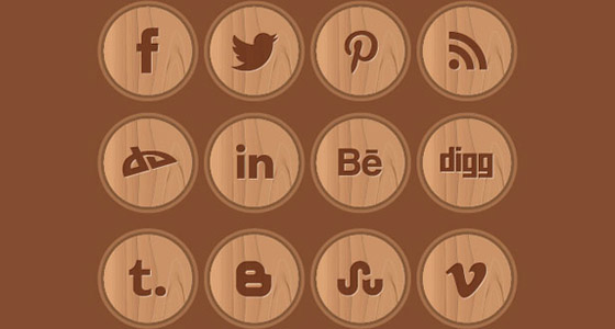 35 Wooden Free Social Networking Icons