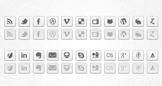 Black White Social Network Buttons