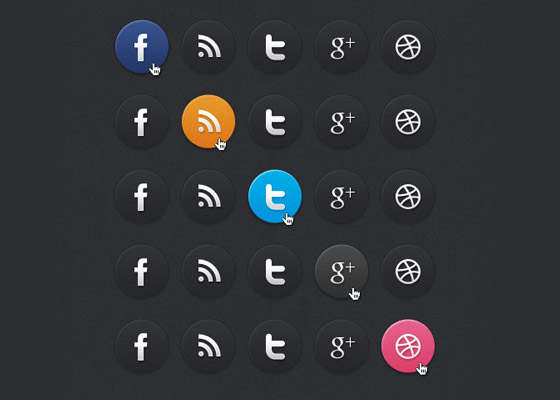 Dark Social Media Circle Icons