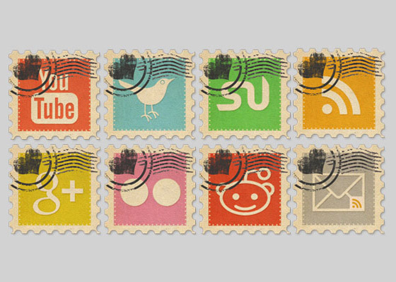 Vintage Social Media Stamps
