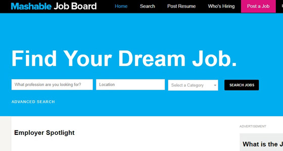 freelance website Mashable Job Board