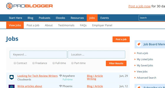 freelance website Problogger Jobs