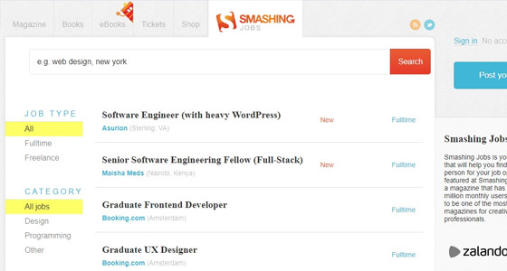 freelance website Smashingmagazine Jobs