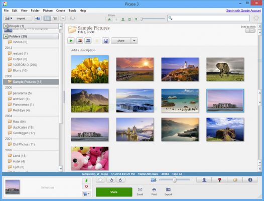 Picasa photo editing
