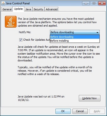 check for java updates
